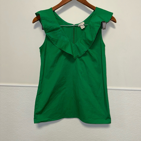 J Crew Kelly Green Ruffle A-Line Sleeveless Womens Top Size 00 Style G6261 - Picture 4 of 8